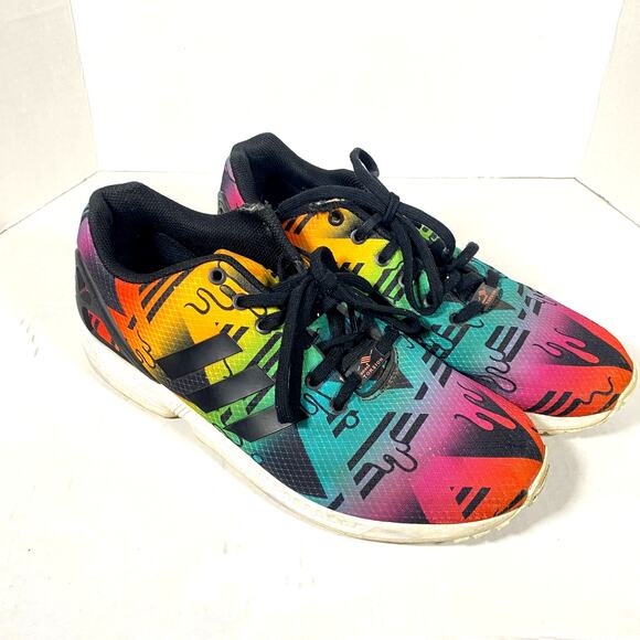 Adidas ZX Flux Core Multicolor Gradient Abstract Pattern Lace Up Sneakers Sz 11 - Picture 1 of 14